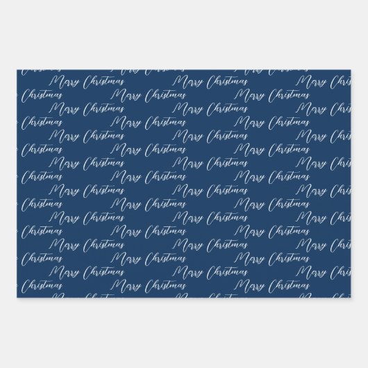 Navy Blue & Modern White Christmas Tree Geschenkpapier Set (Vorderseite)