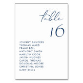 Navy Blue Moderne handgeschriebene SkriptWedding Tischnummer (Vorderseite)