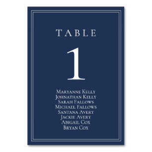 Navy Blue Moderne Tischnummer mit Seekarte