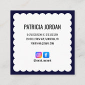 Navy Blue moderne Wave Simple Social Media Icon Quadratische Visitenkarte (Rückseite)