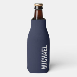 Navy Blue Moderner Minimalistischer Personalisiert Flaschenkühler