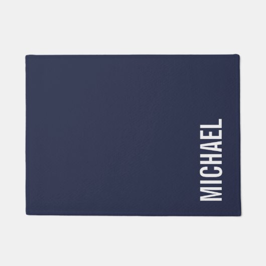 Navy Blue Moderner Minimalistischer Personalisiert Fußmatte (Vorderseite)