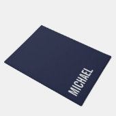 Navy Blue Moderner Minimalistischer Personalisiert Fußmatte (Schrägansicht)