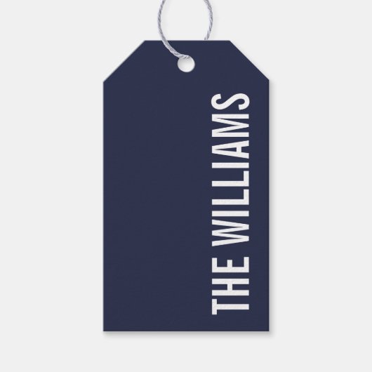 Navy Blue Moderner Minimalistischer Personalisiert Geschenkanhänger (Vorderseite)