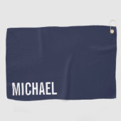 Navy Blue Moderner Minimalistischer Personalisiert Golfhandtuch (Horizontal)