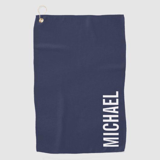 Navy Blue Moderner Minimalistischer Personalisiert Golfhandtuch (Vorderseite)