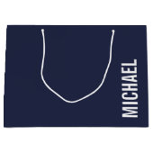 Navy Blue Moderner Minimalistischer Personalisiert Große Geschenktüte (Vorderseite)