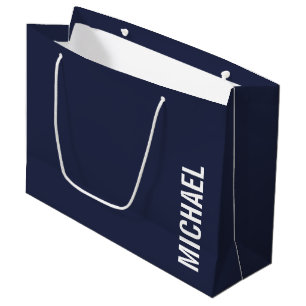 Navy Blue Moderner Minimalistischer Personalisiert Große Geschenktüte