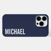 Navy Blue Moderner Minimalistischer Personalisiert iPhone Hülle (Rückseite (Horizontal))