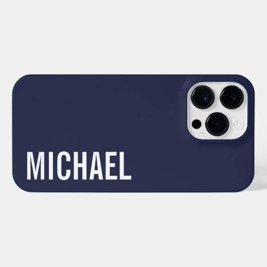 Navy Blue Moderner Minimalistischer Personalisiert iPhone Hülle (Rückseite (Horizontal))