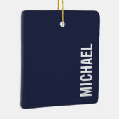 Navy Blue Moderner Minimalistischer Personalisiert Keramikornament (Rechts)
