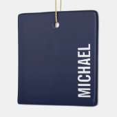 Navy Blue Moderner Minimalistischer Personalisiert Keramikornament (Links)