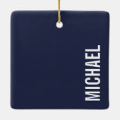 Navy Blue Moderner Minimalistischer Personalisiert Keramikornament (Rückseite)