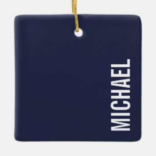 Navy Blue Moderner Minimalistischer Personalisiert Keramikornament