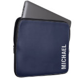 Navy Blue Moderner Minimalistischer Personalisiert Laptopschutzhülle (Vorne Rechts)