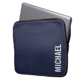 Navy Blue Moderner Minimalistischer Personalisiert Laptopschutzhülle (Vorderseite Links)