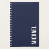 Navy Blue Moderner Minimalistischer Personalisiert Planer (Vorderseite)