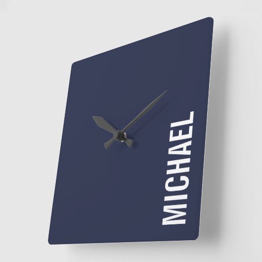 Navy Blue Moderner Minimalistischer Personalisiert Quadratische Wanduhr (Winkel)