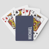 Navy Blue Moderner Minimalistischer Personalisiert Spielkarten (Rückseite)