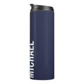 Navy Blue Moderner Minimalistischer Personalisiert Thermosbecher (Nach rechts gedreht)
