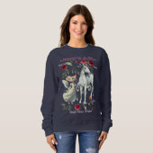 (Navy Blue) modische, trendige Einhornkatzen Sweatshirt (Vorne ganz)