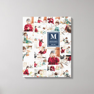 Navy Blue Monogram 19 Bilder FotoCollage Leinwanddruck