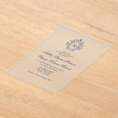Navy Blue Monogram Acrylic Wedding Invitation Acryleinladungen (Ablage )
