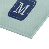 Navy Blue Monogram auf Minenhintergrund Schneidebrett (Ecke)