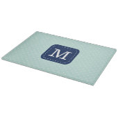Navy Blue Monogram auf Minenhintergrund Schneidebrett (Ecke)