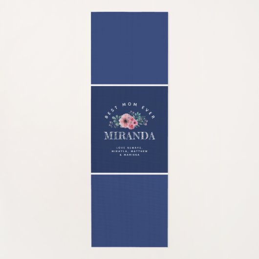 Navy Blue Monogram Best Mama jemals Personalisiert Yogamatte (Vorderseite)