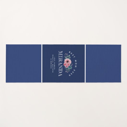 Navy Blue Monogram Best Mama jemals Personalisiert Yogamatte (Vorderseite (Horizontal))
