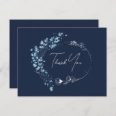 Navy Blue Monogram Brautparty Danke Karte (Vorne/Hinten)
