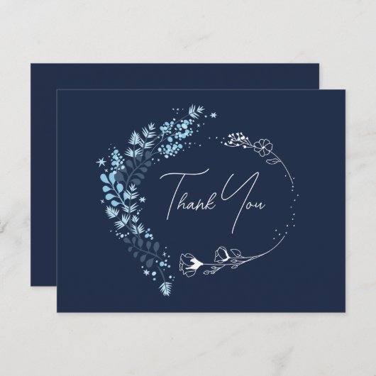 Navy Blue Monogram Brautparty Danke Karte (Vorne/Hinten)