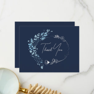 Navy Blue Monogram Brautparty Danke Karte