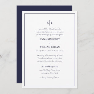Navy Blue Monogram - Bride Wedding Einladungen