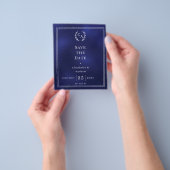 Navy blue monogram budget wedding Save the Date  Flyer (Gruppe)