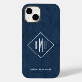 Navy Blue Monogram Case-Mate iPhone Hülle (Rückseite)