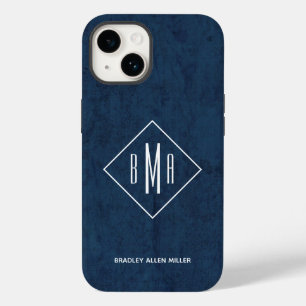 Navy Blue Monogram Case-Mate iPhone 14 Hülle