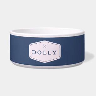 Navy Blue Monogram Dog Bowl Napf