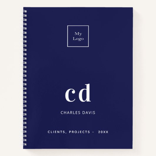 Navy-Blue-Monogram-Firmenlogo Notizblock (Vorderseite)