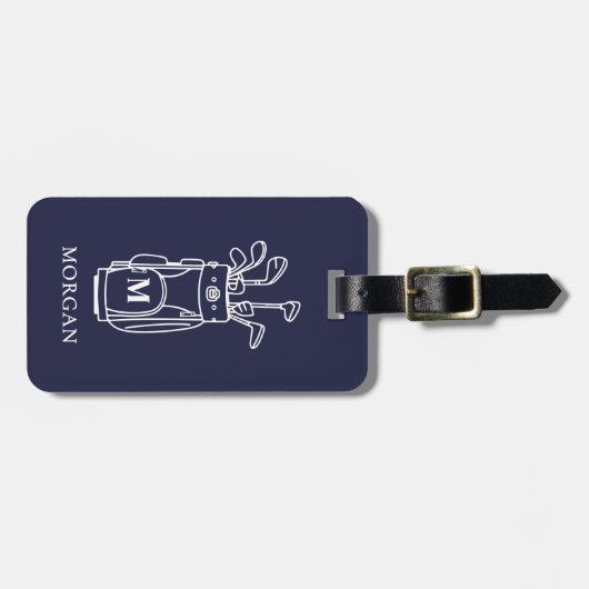 Navy Blue Monogram Golf Bag Gepäckanhänger (Vorderseite horizontal)