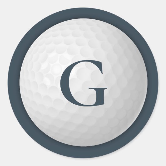 Navy Blue Monogram Golf Ball Runder Aufkleber (Vorderseite)
