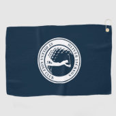 Navy Blue Monogram Golfer Swing Golfhandtuch (Horizontal)