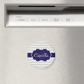 Navy Blue Monogram Grey Zickzack Pattern Magnet (In Situ (Geschirrspüler))