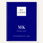 Navy Blue Monogram Initial Business Notizblock (Vorderseite)