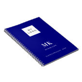 Navy Blue Monogram Initial Business Notizblock (Rechte Seite)