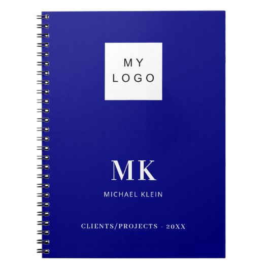Navy Blue Monogram Initial Business Notizblock (Vorderseite)