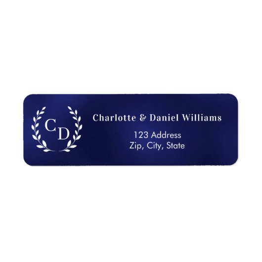 Navy blue monogram initials wreath return address (Vorne)