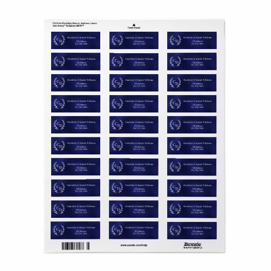 Navy blue monogram initials wreath return address (Vorne)