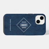 Navy Blue Monogram iPhone Hülle (Rückseite (Horizontal))
